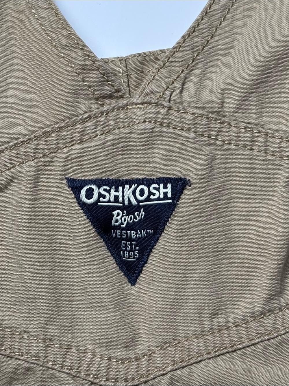 OshKosh B'gosh Toddler Boys Khaki Canvas Cargo Shortall Overalls 3T Summer - Picture 7 of 9